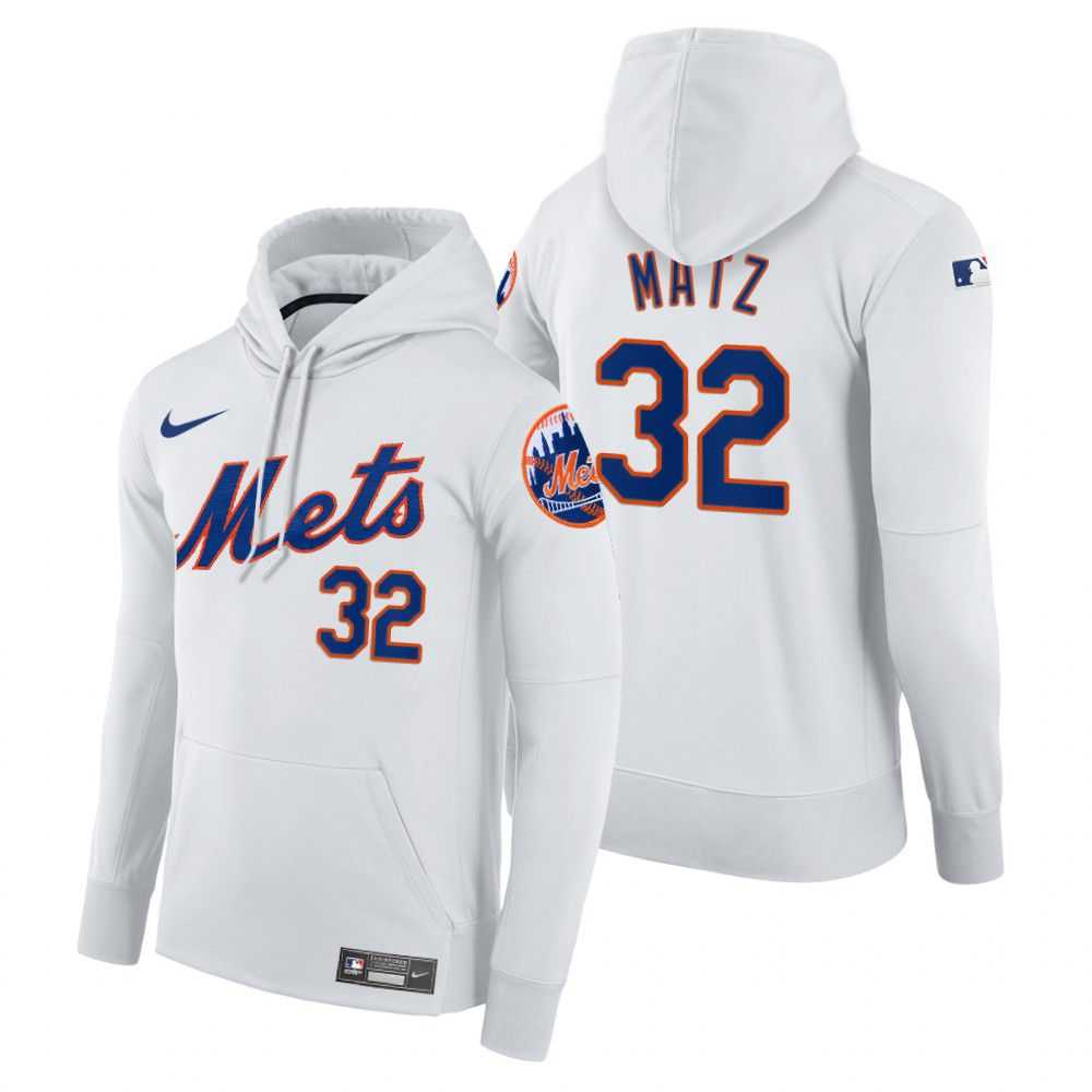 Men New York Mets 32 Matz white home hoodie 2021 MLB Nike Jerseys